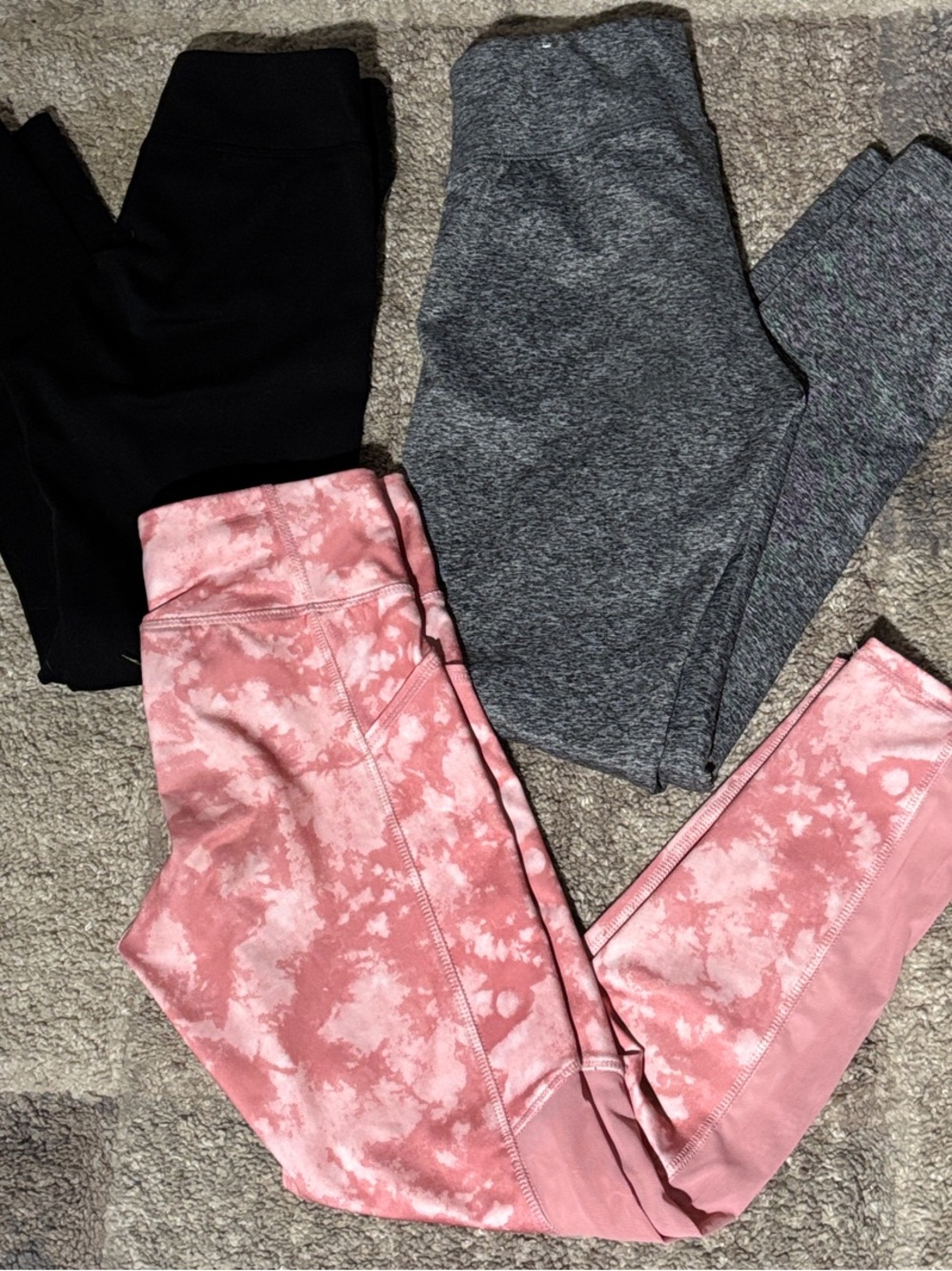 Girls Leggings Bundle Soft Performance Lined Black, Grey, Tie-Dye 12 NWOT/EUC